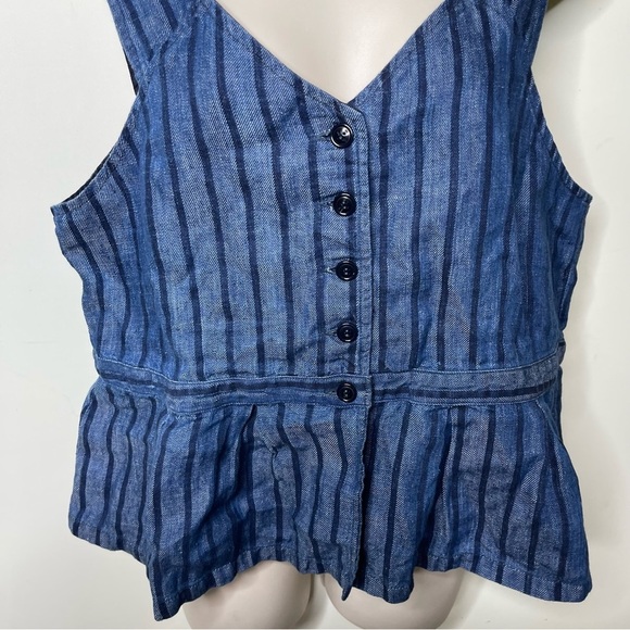 Nest Robe Blue stripe Japanese fabric button front top sz M - Picture 4 of 11